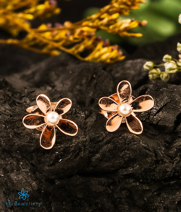Floral Gold Polish Silver Earrings – aham jewellery | handcrafted silver  jewellery